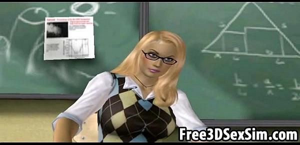  Sexy 3D cartoon teacher seducing her ebony student